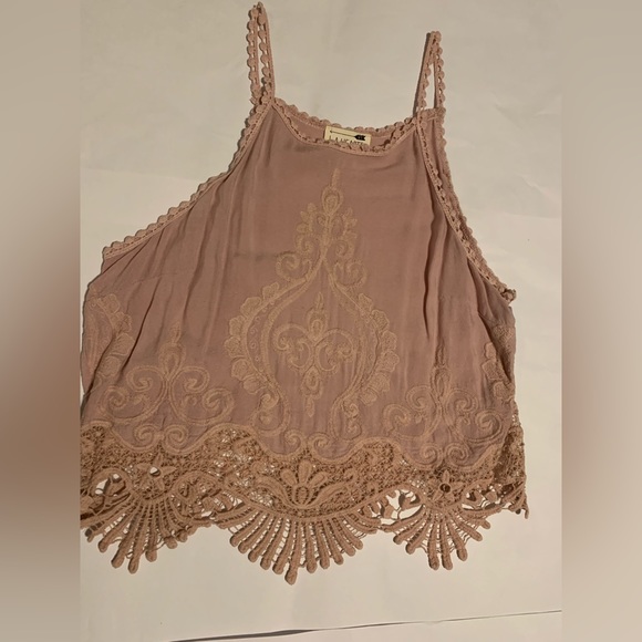 La Hearts Tops - La Hearts Pink Lace Tank Top